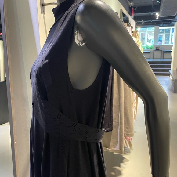 Y-3 Blue Long Sleeve Mock Neck Gown - Picture 3 of 8